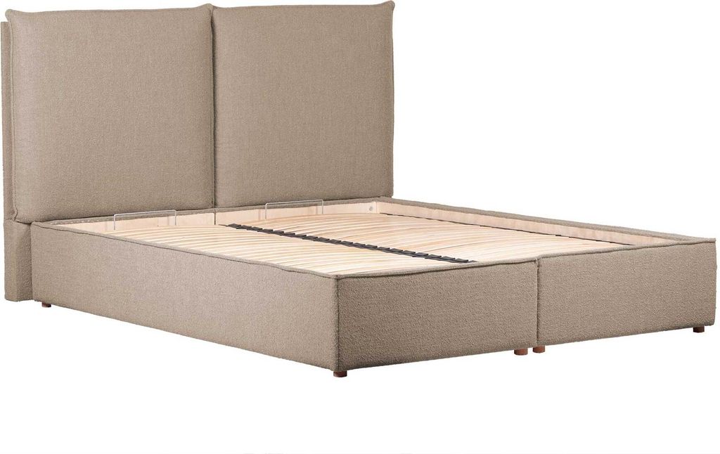 Hage Doppelbett 200x200cm, mit Bettkasten Stauraum & Lattenrost, Kopfteil gepolstert, skandinavisches Design