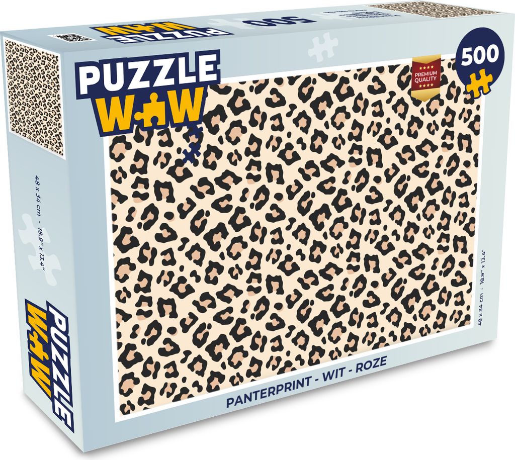 MuchoWow Puzzle 500 Teile Pantherdruck - Weiß - Rosa - 500 Teile - Kinder - Selberbauen - Puzzlespiele