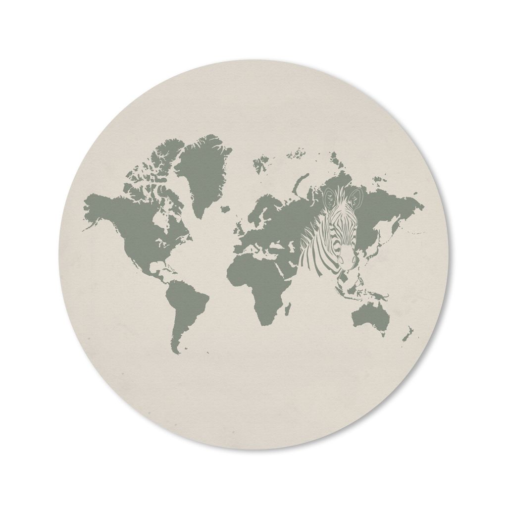 MuchoWow Mauspad Mousepad Weltkarte - Zebra - Grau 20x20 cm - Mousepads - Maus Mat - Pad - Mausunterlage - Schreibtischmatte