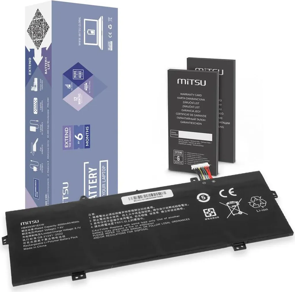 Batterie HB4593R1ECW Haute Capacité pour Huawei Matebook D14 et X Pro
