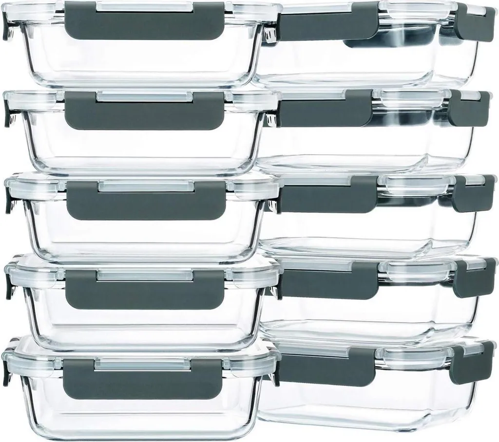 Set 10 Contenitori Porta Pranzo MCIRCO 625ml in Vetro Borosilicato