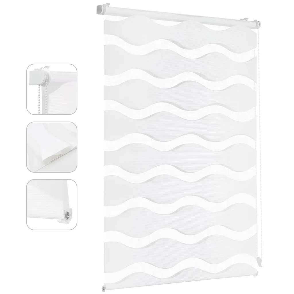 Store double vagues blanc 85x150 cm anti vis-à-vis sans perçage - 3