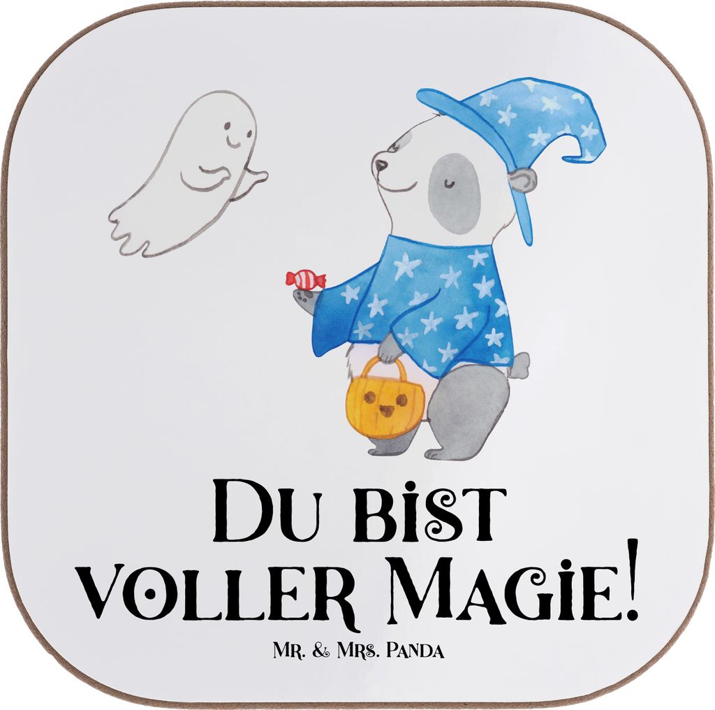 Mr. & Mrs. Panda Untersetzer Tasse Halloween Magie - Weiß - Geschenk, Tassen, Feiertag, für Gläser, Dankbarkeit, mystisch, gläseruntersetzer, u...