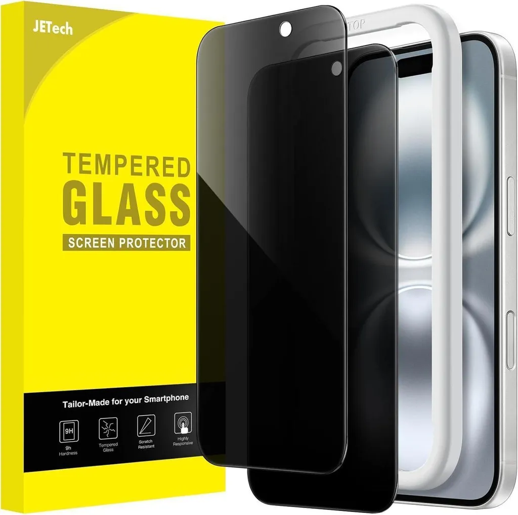 Pellicola Privacy iPhone 16 JETech | Anti-Spy Vetro Temperato 9H
