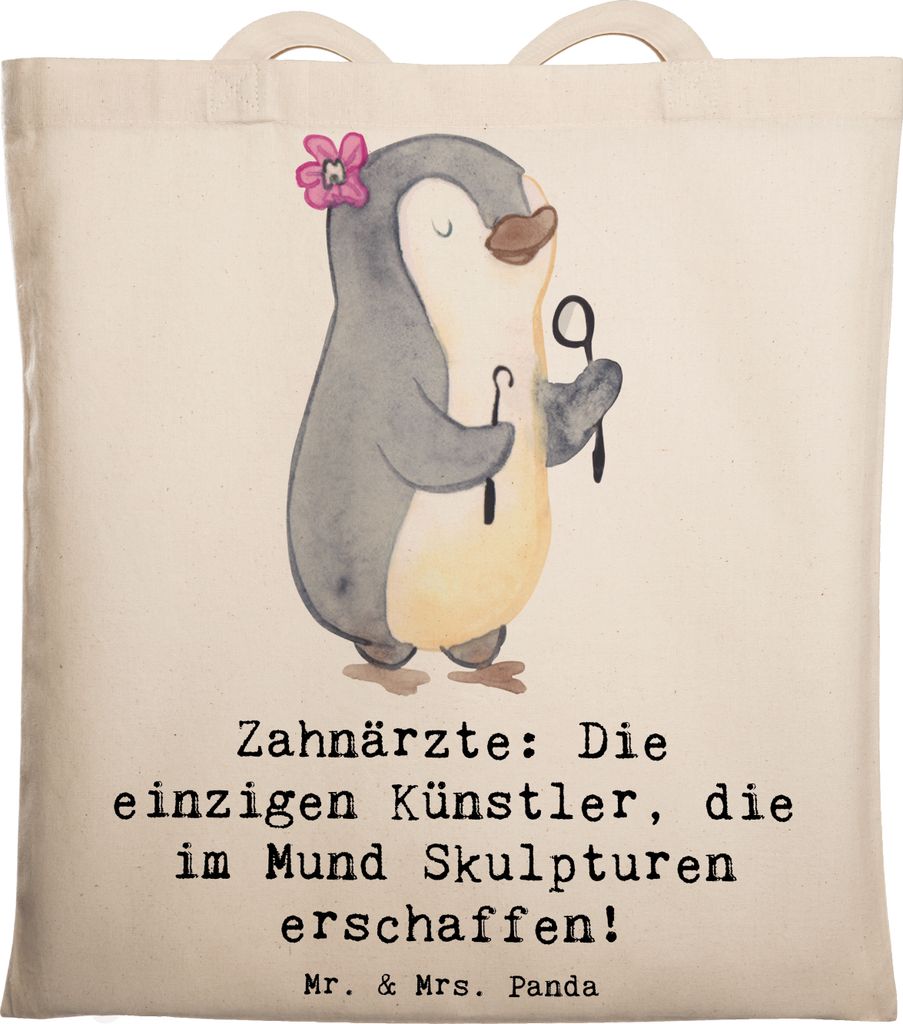 Mr. & Mrs. Panda Schultasche Zahnarzt Künstler - Transparent - Geschenk, Laptoptasche, Berufsgestaltung, personalisierte Geschenke, Zahnarztkunst,...