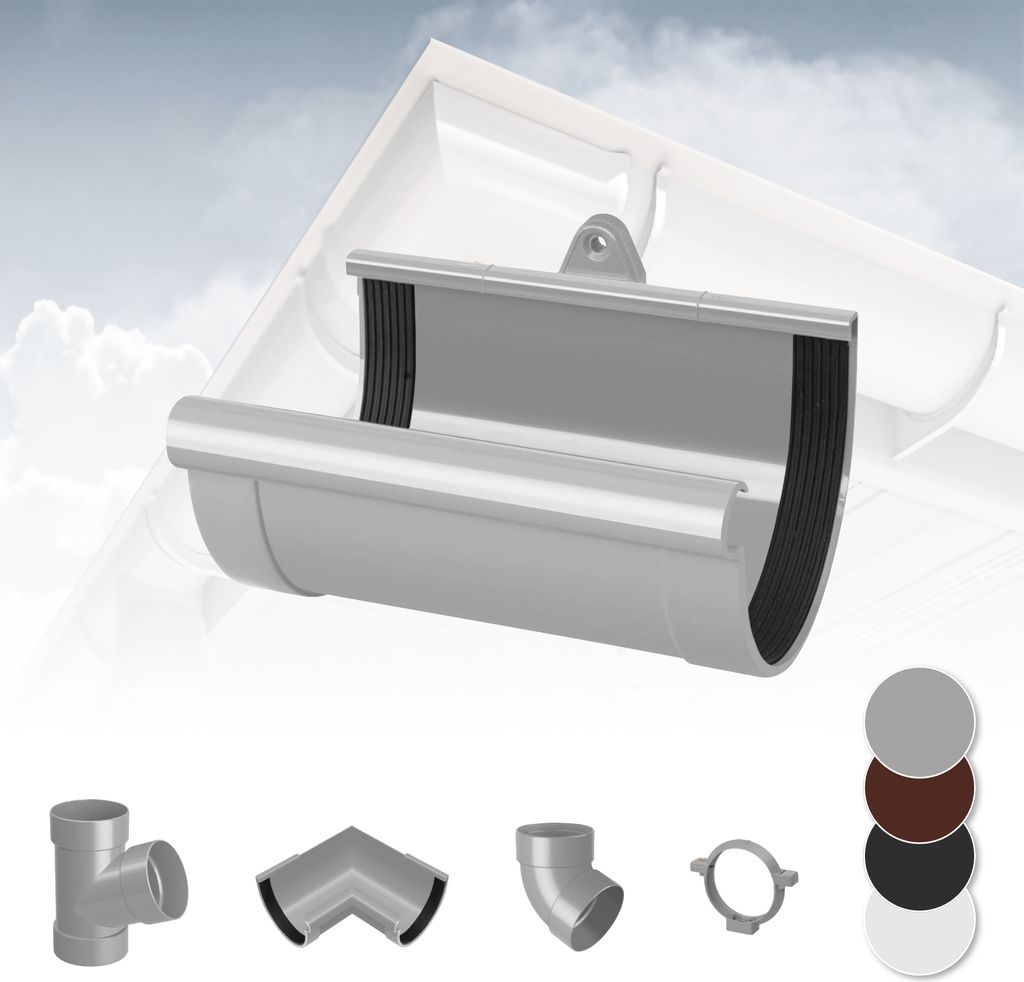 RAINWAY S Regenrinnen System (Rinnenverbindungsschale grau) Produktbild 