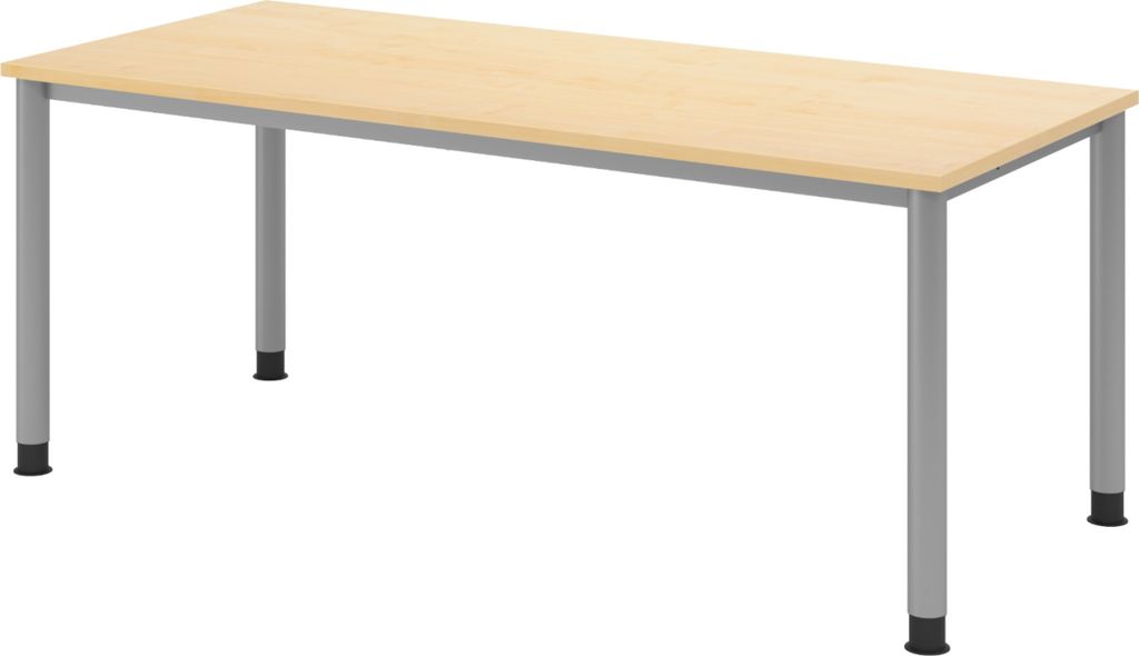 bümö Schreibtisch Serie-H Gestell: Silber - Nachbildung Ahorn, Größe: 180 x 80 cm
