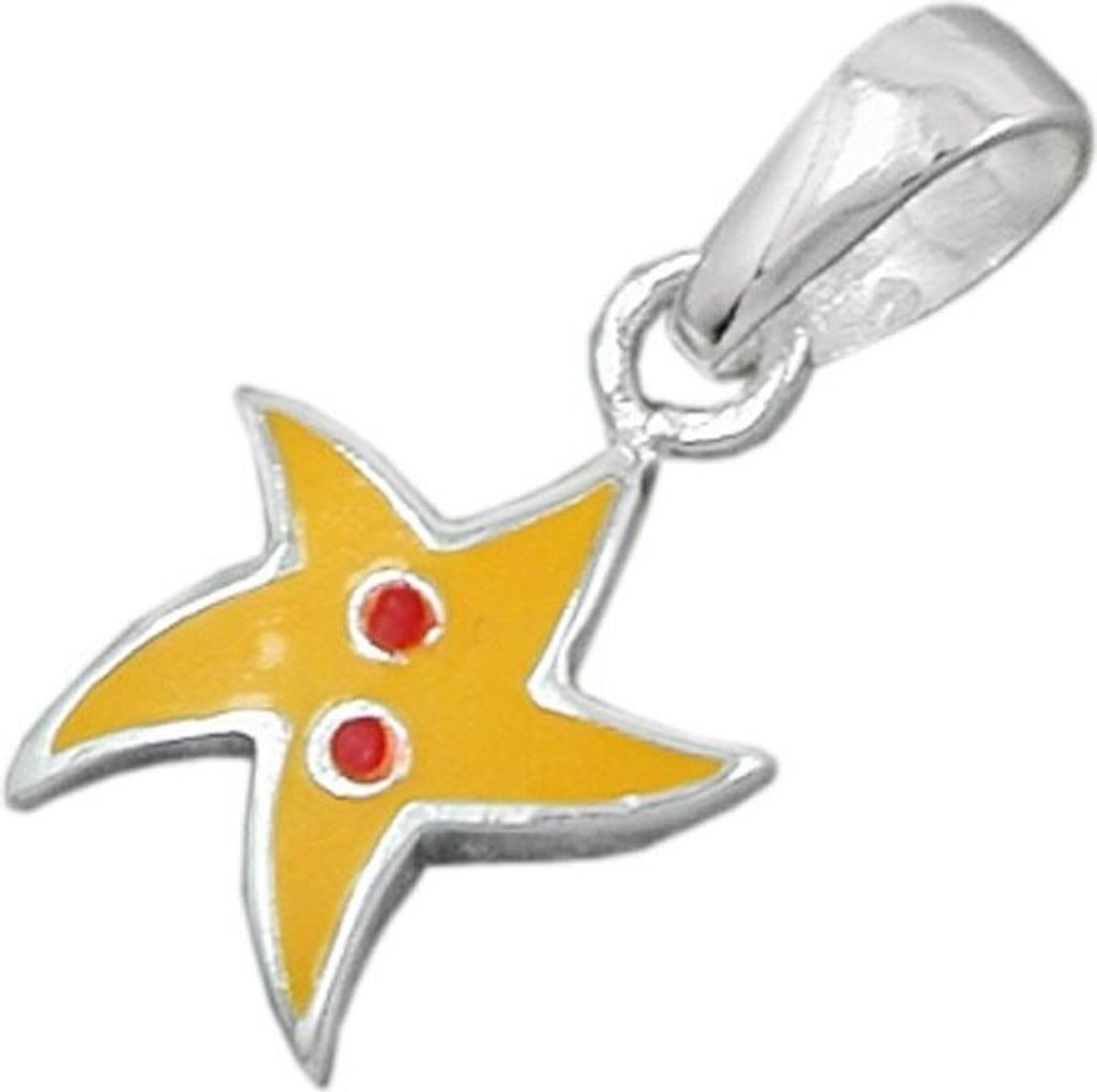 Anhänger Stern Seestern gelb echtes 925 Silber für Kinder Silberanhänger