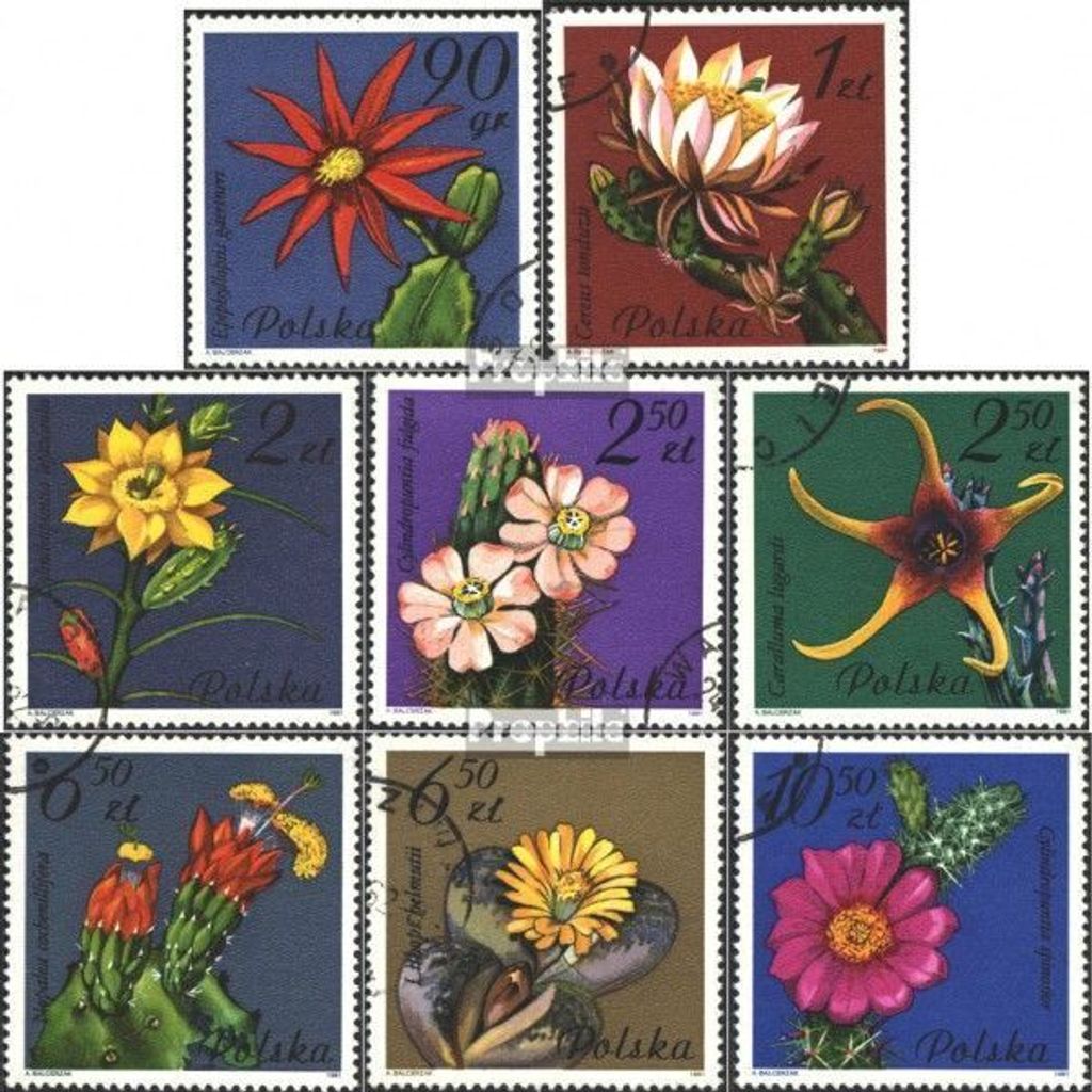 Briefmarken Polen 1981 Mi 2784-2791 (kompl.Ausg.) gestempelt Sukkulentenblüten