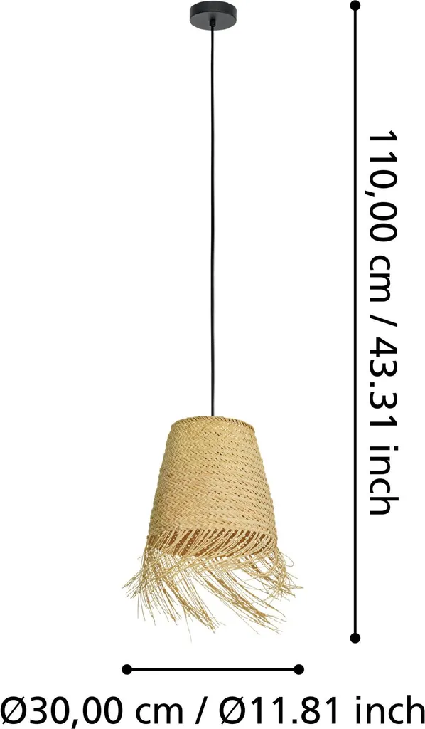 Eglo 43871 AYCLIFFE E27 lampada a sospensione Ø300mm nero natura - 3