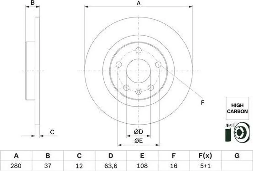 Disques de frein Bosch 280mm haute teneur en carbone pour Volvo
