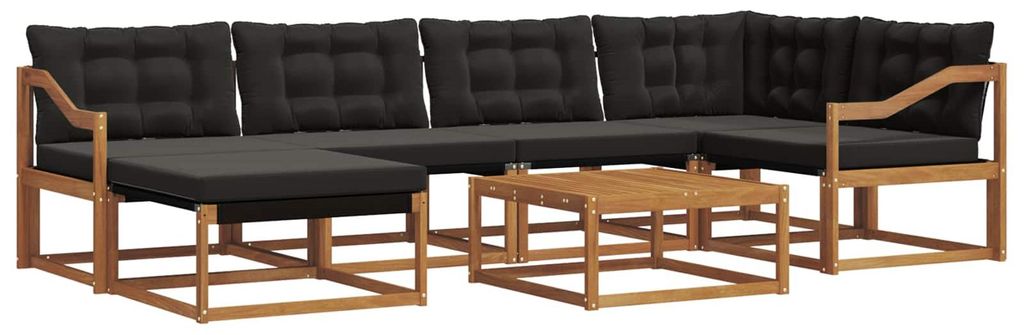 vidaXL Outdoor-Sofagarnitur mit Kissen 19 pcs Natürlich und Schwarz