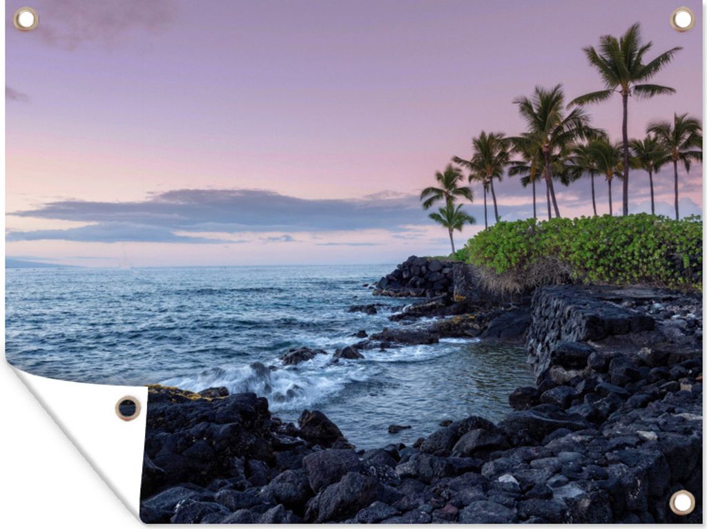 MuchoWow 80x60 cm Outdoor-Poster Gartendeko Sichtschutz Garten Poster für den Garten Palmen an der Küste von Hawaii
