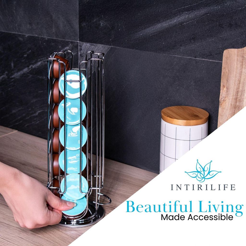 Portacapsule Eluno Per Nespresso - Girevole 360° - Capacità 40 Capsule - Design In Metallo Nero - 2