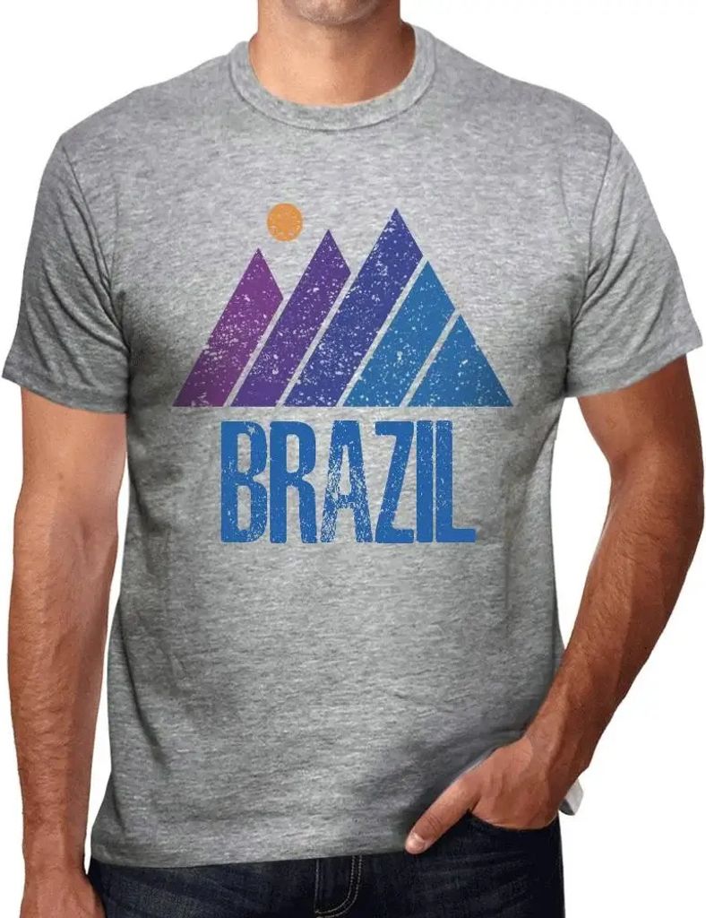 Herren Grafik T-Shirt Bergbrasilien – Mountain Brazil – Öko-Verantwortlich Vintage Jahrgang Kurzarm Lustige Druck Geburtstag Geschenk Mann