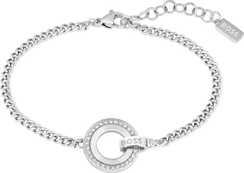 Bracelet en acier anti-ternissement orné de zircones brillants 15 cm