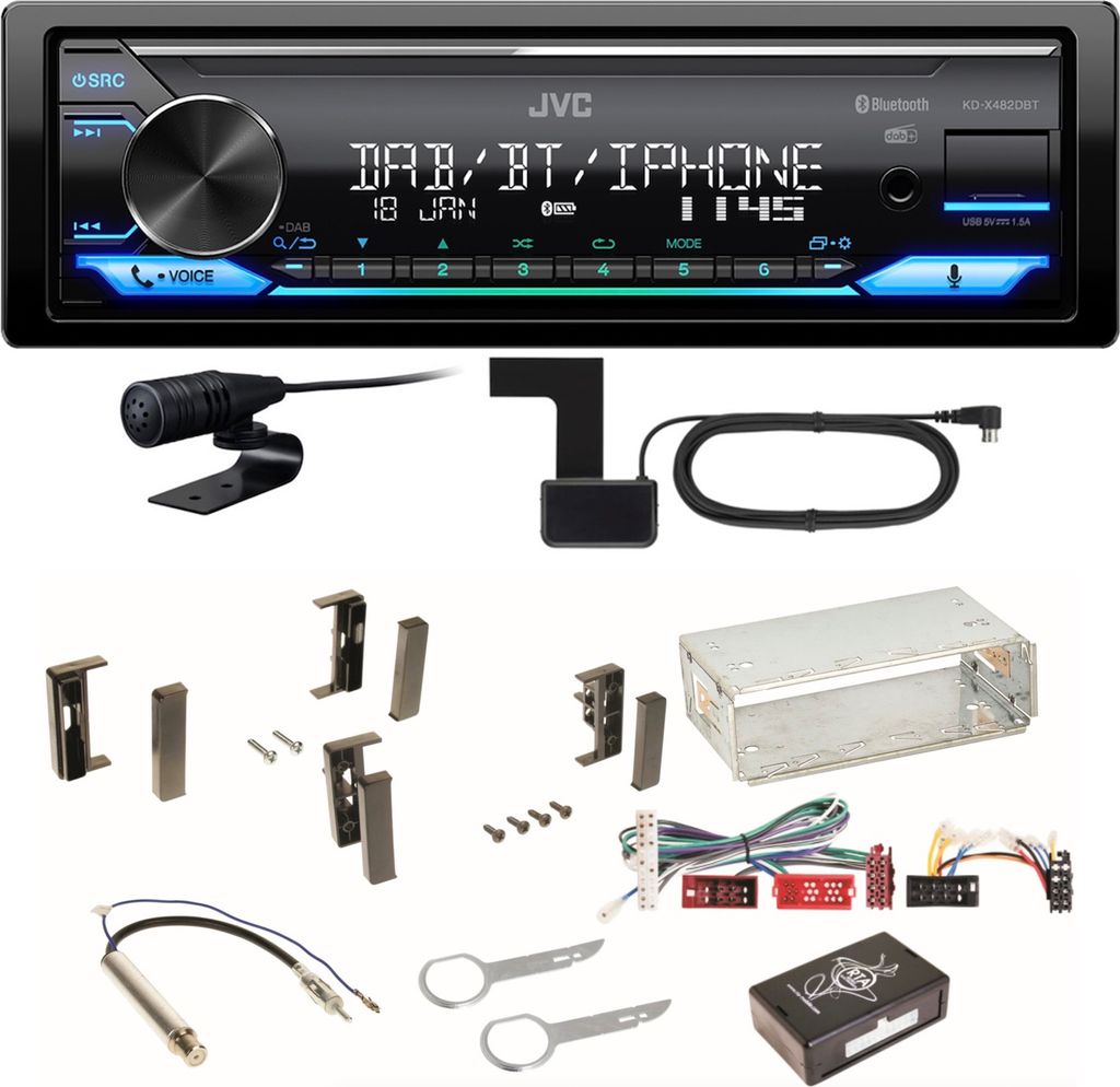JVC KD-X482DBT Bluetooth Digitalradio USB Einbauset für Audi A3 8L
