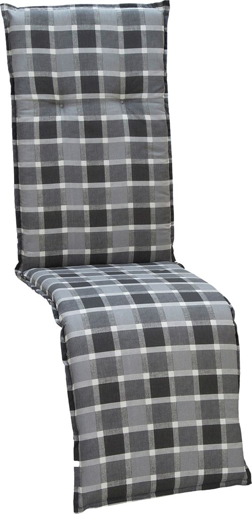 NYVI Auflage Barcelona für Relaxliegen / Relaxstühle 171x50 cm Grau / Anthrazit Karo - Liegenauflage mit Komfortschaumkern und Bezug - Sitzpolste...