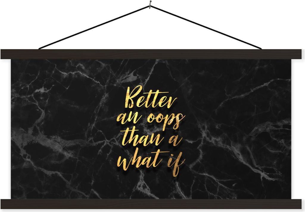 MuchoWow Textilposter Zitate - Motivation - Gold - Marmor 150x75 cm mit schwarzem Rahmen - Posterleiste