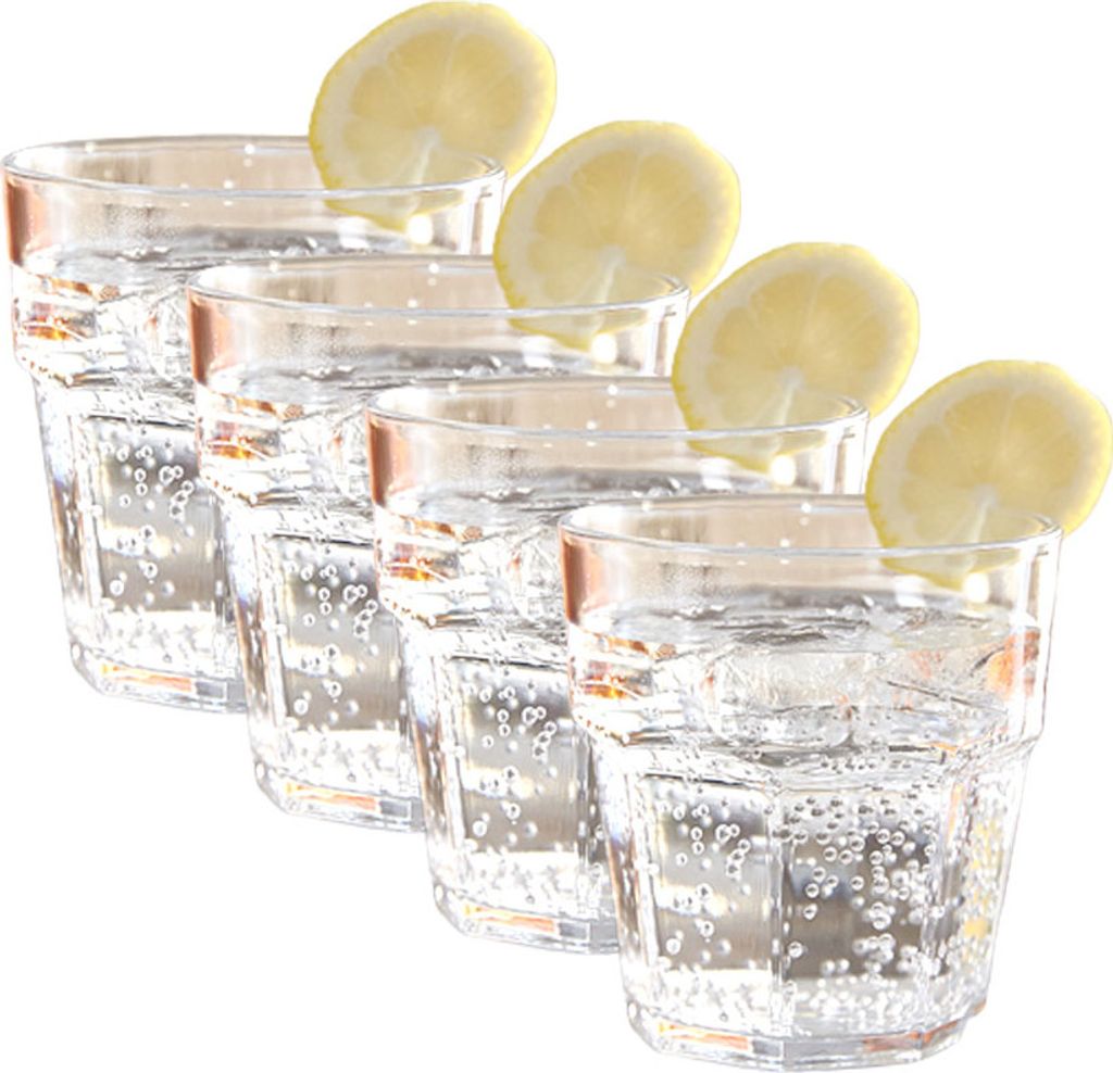 CANDeal 250ml Kunststoff-Trinkgläser Set Mit 4 Unzerbrechlichen Kunststoff-Saftbechern Wiederverwendbare Klare Tritan BPA-freie Wasserbecher, Spü...