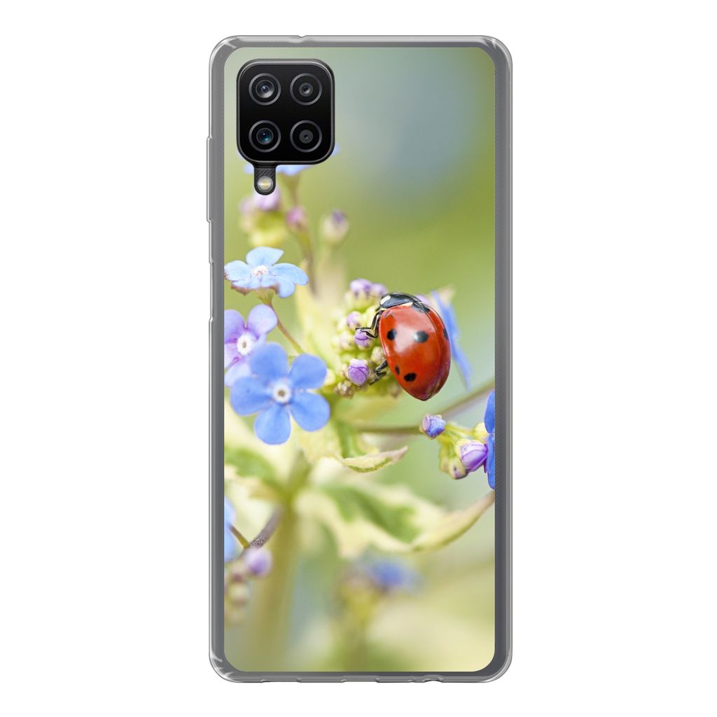 MuchoWow Handyhülle Schutzhülle Hülle für Samsung Galaxy A12 Marienkäfer - Blume - Frühling Silikon Softcase Handy Hülle - Bild