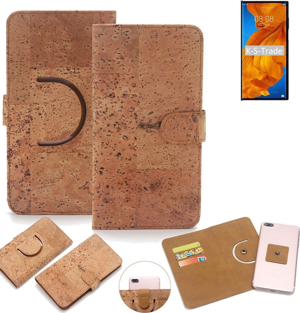 K-S-Trade Handy Hülle Schutz Hülle kompatibel mit Huawei Mate Xs Handyhülle Schutzhülle Korkhülle Kork-Hülle 1x