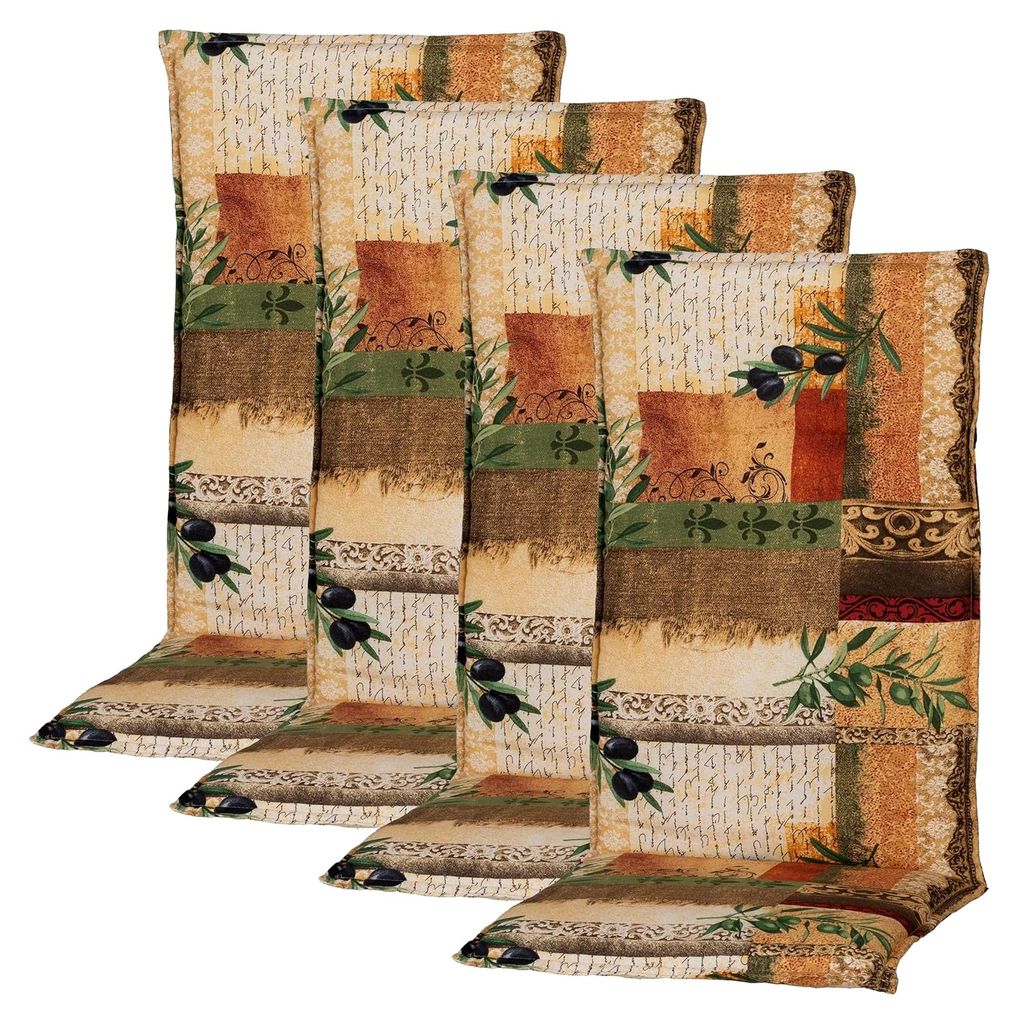 Hochlehner Auflagen Rio 120x48 cm 4er Set - Antique - Gartenstuhl Sitzauflage mit 5 cm Polsterung