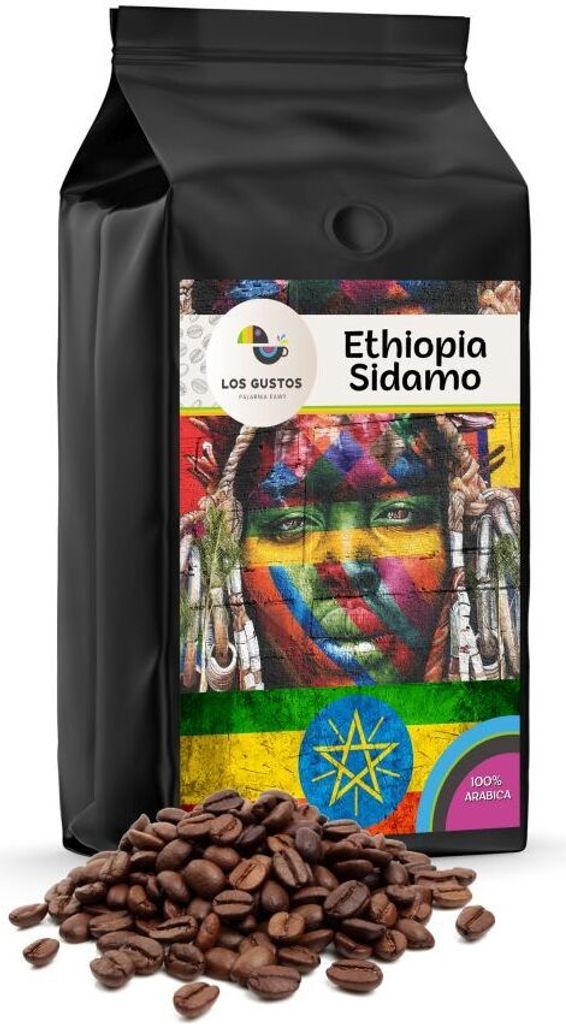 Los Gustos Ethiopia Sidamo Kaffee-Bohnen 500 g, Ungemahlen, Kaffeebohnen für Kaffee-Vollautomat, Frisch Geröstet