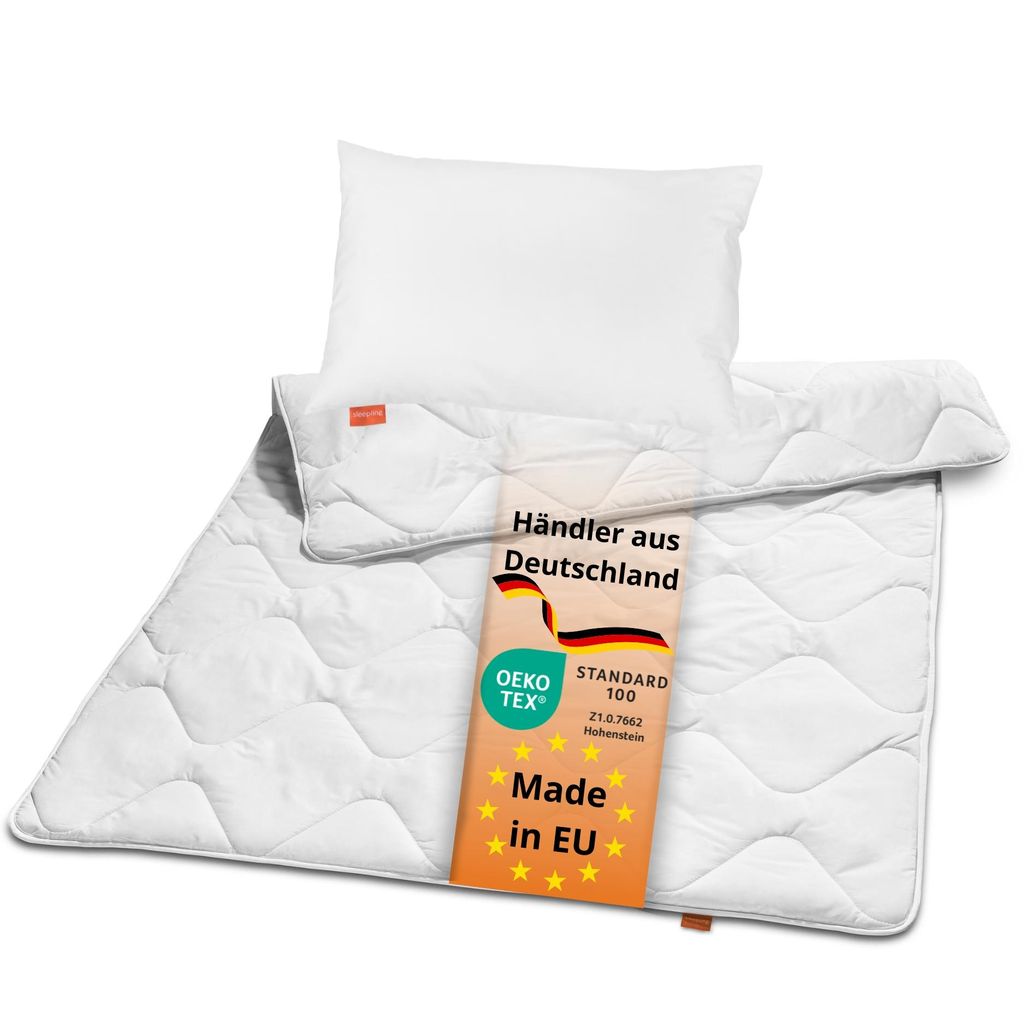 sleepling – Kinderbetten Set, Kinderkopfkissen 40 x 60 cm, Bettdecke 100 x 135 cm, warme Winterdecke