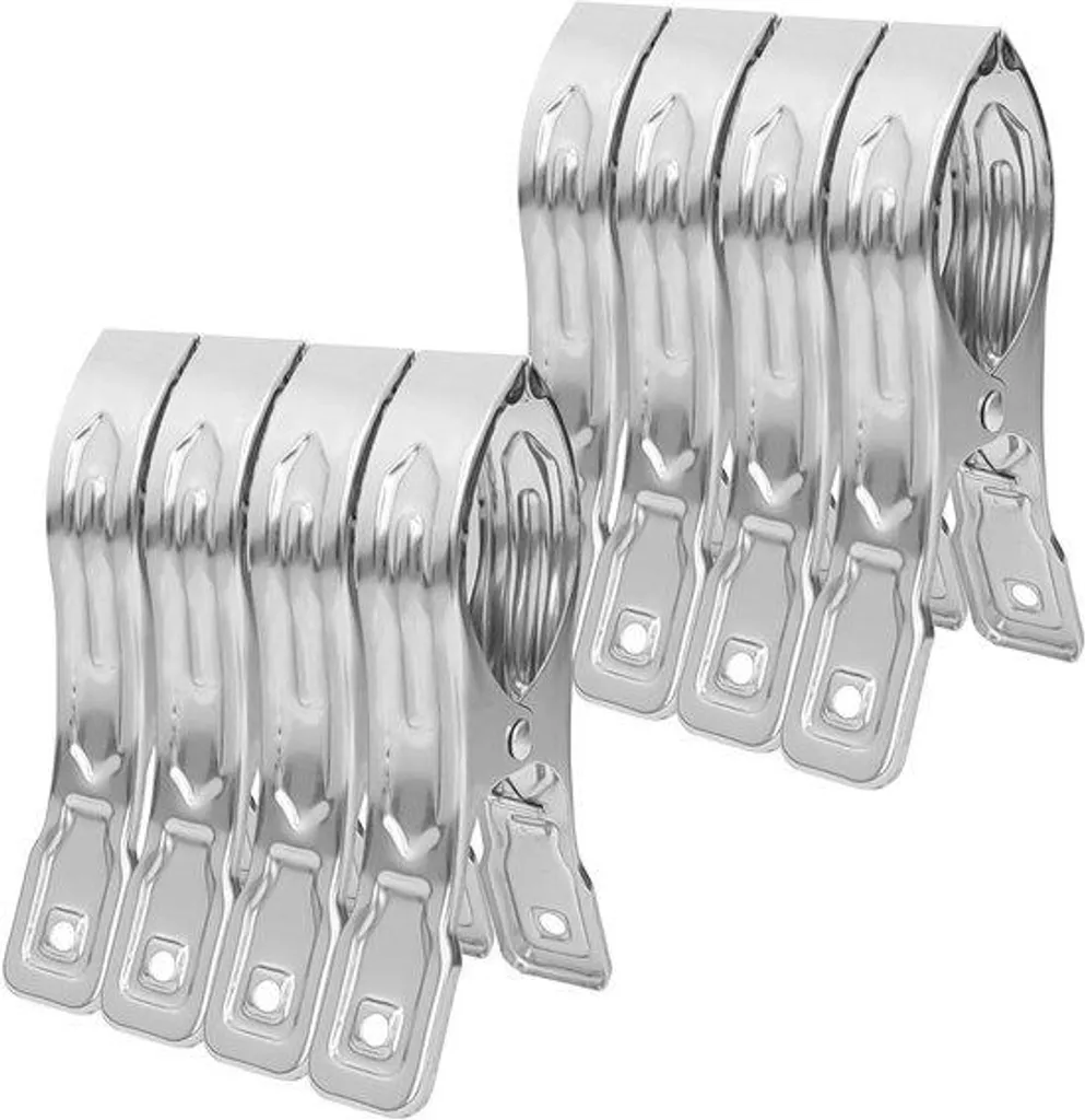 Pinces géantes en inox 12 cm pour serviettes - Pack de 8 unités luxe