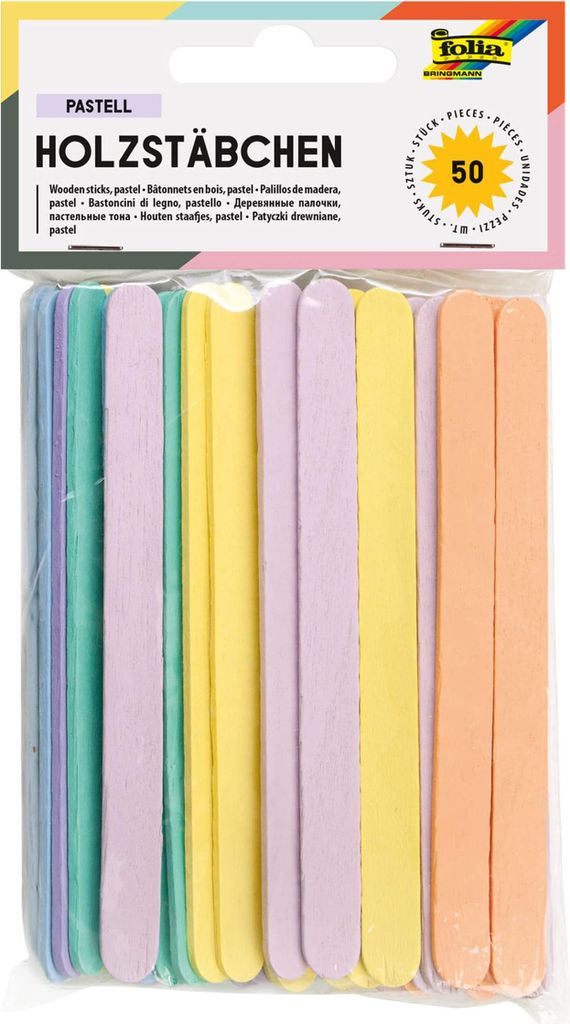 folia bois de bricolage multicolore bâtonnets en bois 50 Image du produit 