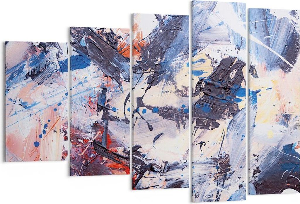 Bild auf Leinwand - Leinwandbild - 5 Teile - Abstraktion verschüttet Farben - 150x100cm - Wand Bild - Wanddeko - Wandbilder - Leinwanddruck - Bild...