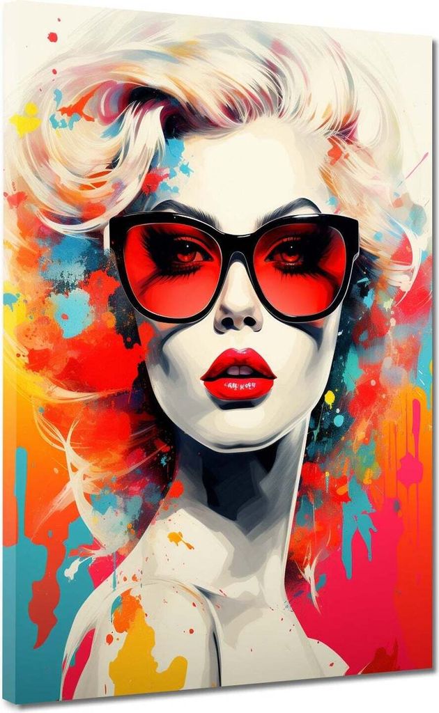 Pop Art Splash Retro Frau Leinwandbild Wandbild Deko Kunst XL: 75x100x2cm
