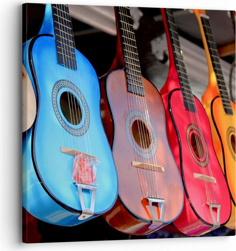 Bild auf Leinwand - Leinwandbild - Gitarre Musik Instrument Mexiko - 30x30cm - Wand Bild - Wanddeko - Leinwanddruck - Bilder - Kunstdruck - Wanddek...