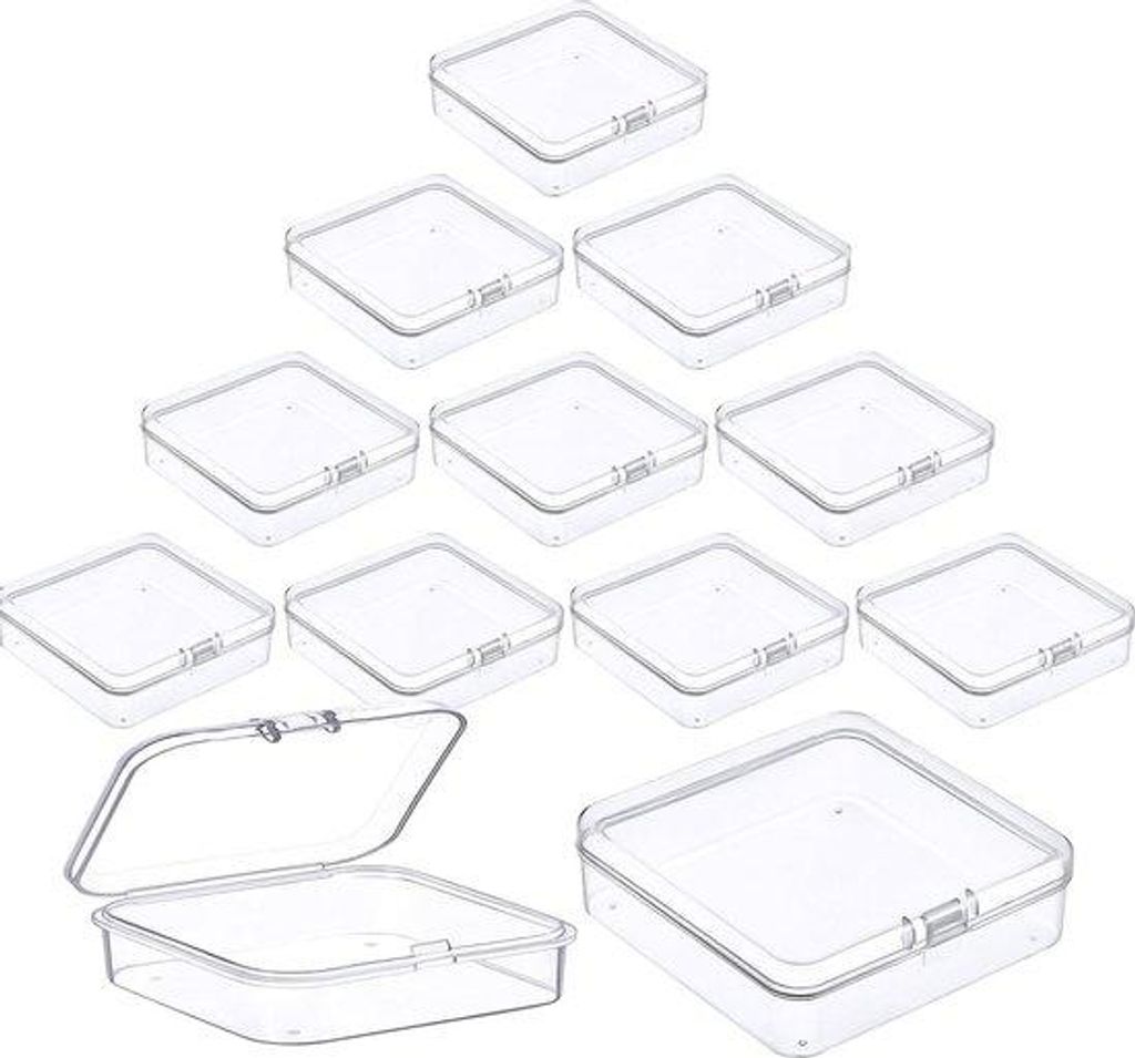 Kunststoff-Transparglas-Reißverschluss-Box - 12 Einheiten - kleiner Rechteck-Format - Mini-Organisationsbox