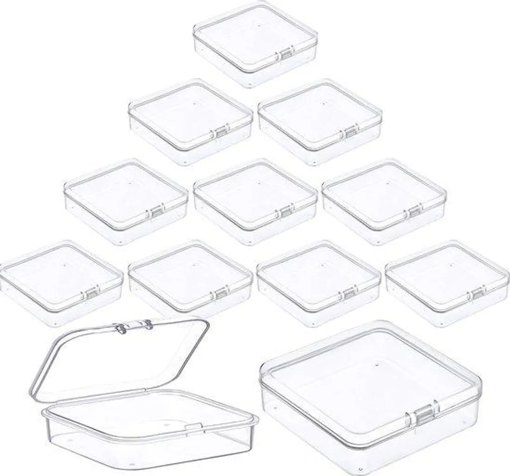 Boîte en plastique de rangement pour bijoux et mercerie - 12 pièces