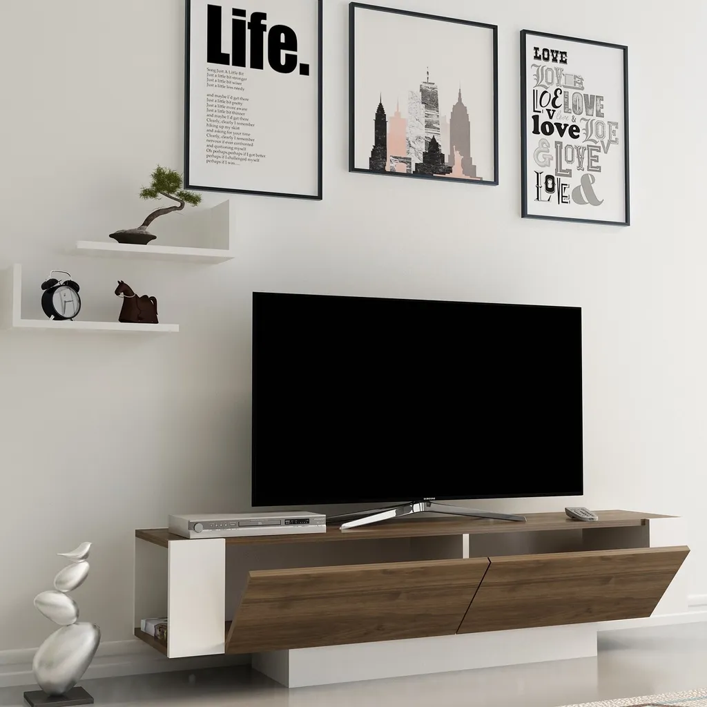 Skye Decor Matera Mobile TV Noce e Bianco 150cm | Arredo Moderno - 2