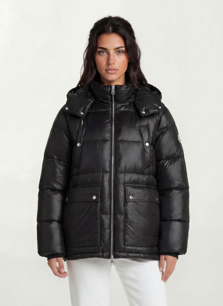 Nathan F Damen Winterjacke Kapuze Schwarz XXL