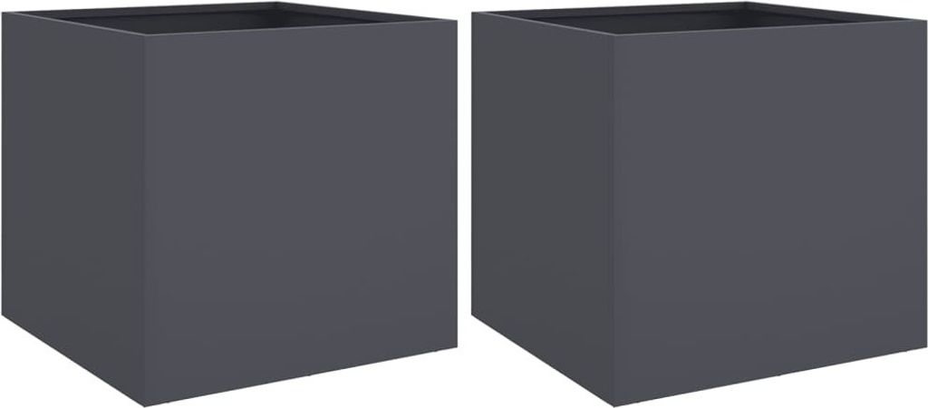 vidaXL Pflanzkübel 2 Stk. Anthrazit 42x40x39 cm Stahl Produktbild 