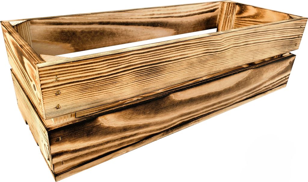 Lermowood Holzkisten 50 x 20 x 15cm Geflammte Dekokisten aus Holz Holzkiste Regalkiste Weinkiste