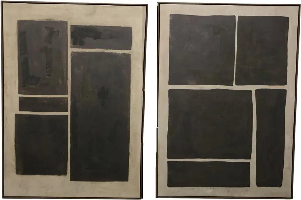 Tableau Image Home Esprit abstrait brun moderne de 140 cm (2 pièces)