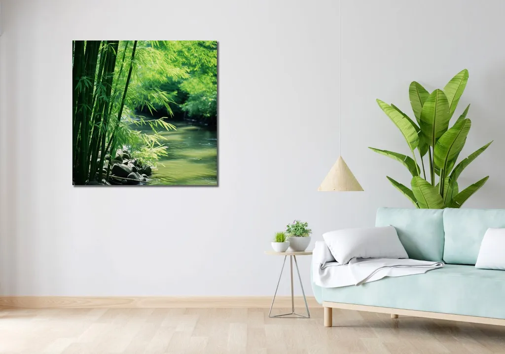 Décoration murale zen 90x90 cm - Image Le repos des bambous pour chambre