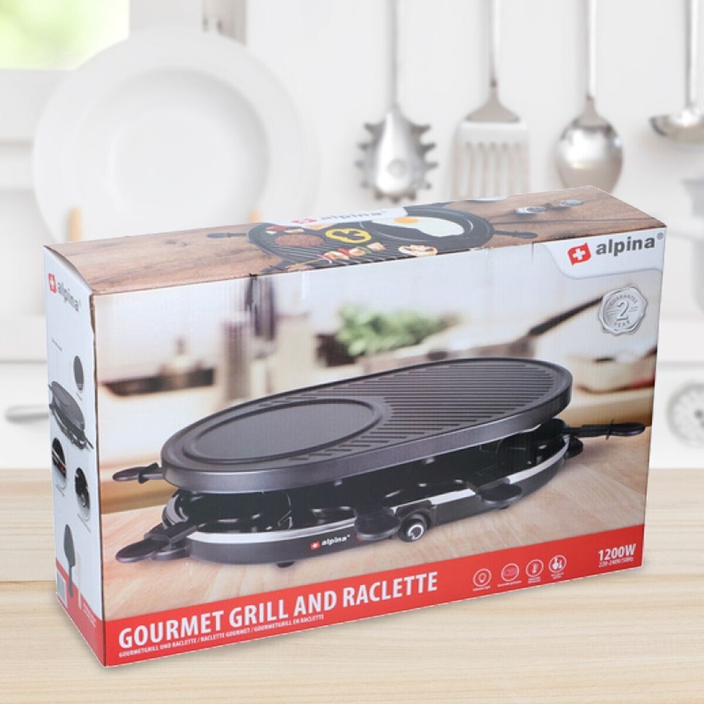 alpina grill elektryczny stołowy 1200W - raclette 8 osób z Zdjęcie produktu 