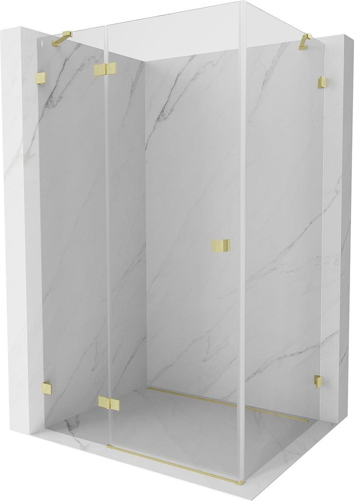 Mexen Lunar Duschkabine schwenkbar links 100 x 90 cm, transparent, gebürstetes Gold - 834-100-090-55-00-L