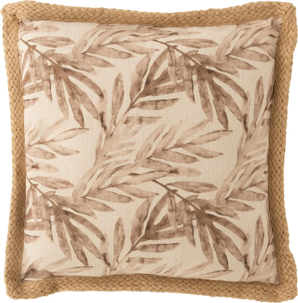 Coussin Décoratif en Forme de Feuille Beige et Lilas J-Line en Polyester
