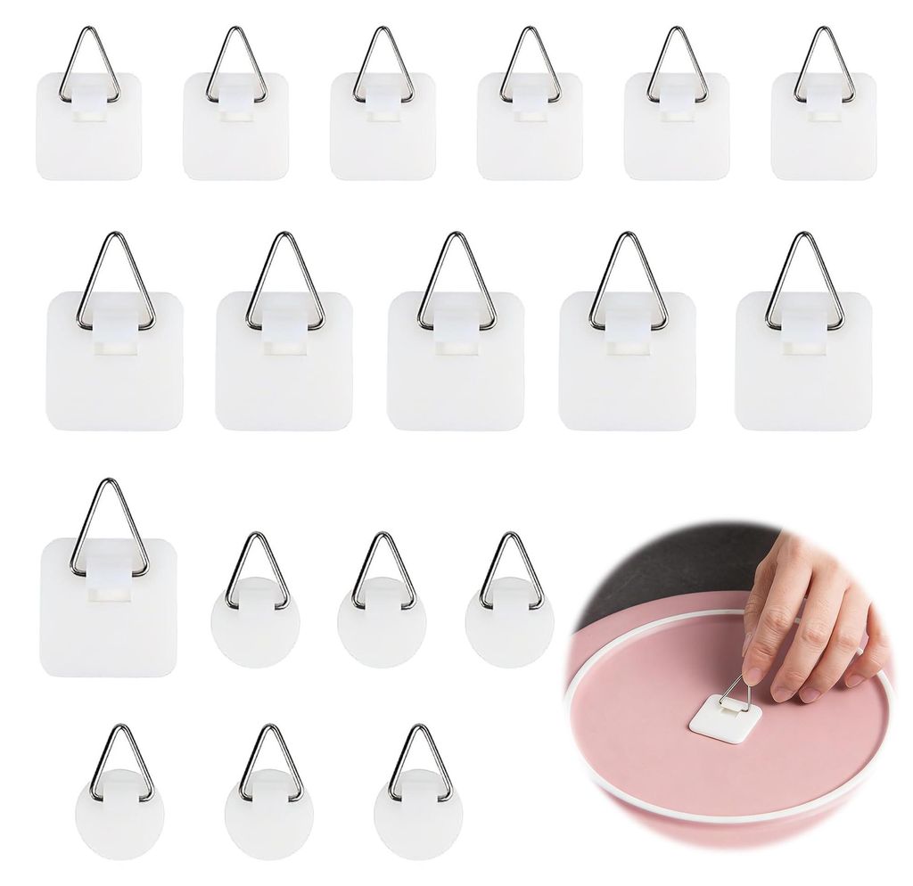 Set selbstklebender Aufhängehaken für Bilderrahmen, selbstklebende Haken für Bilderrahmen, Aufhängehaken ohne Bohren, selbstklebende Wandhaken ...