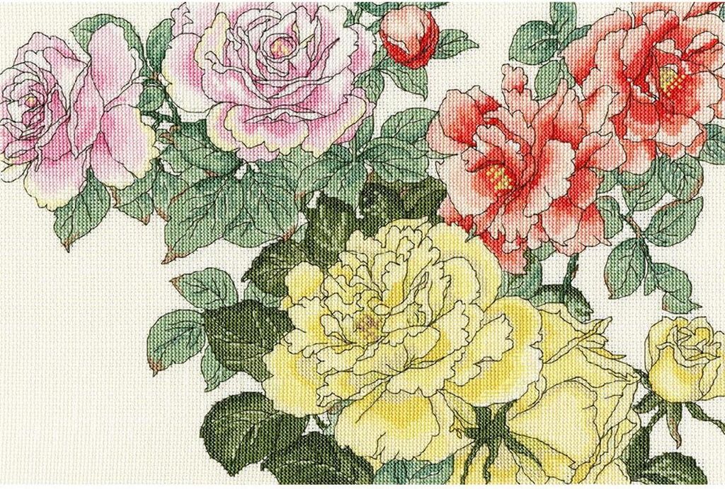 Auslaufmodell Bothy Threads Kreuzstich-Set "Rose Blühten", 36x24cm, XBD13, Zählmuster