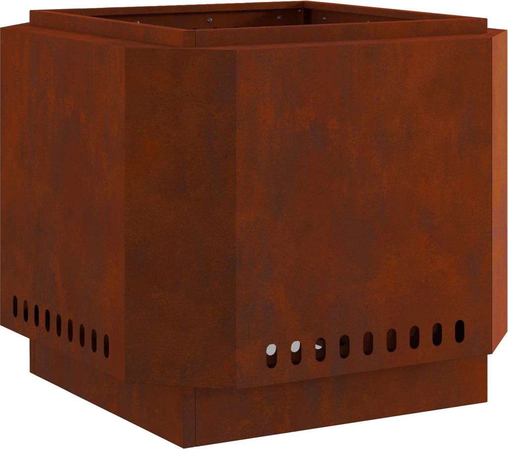 Rauchfreier Feuerkorb Braun 58 x 58 x 51 cm Wetterfeststahl