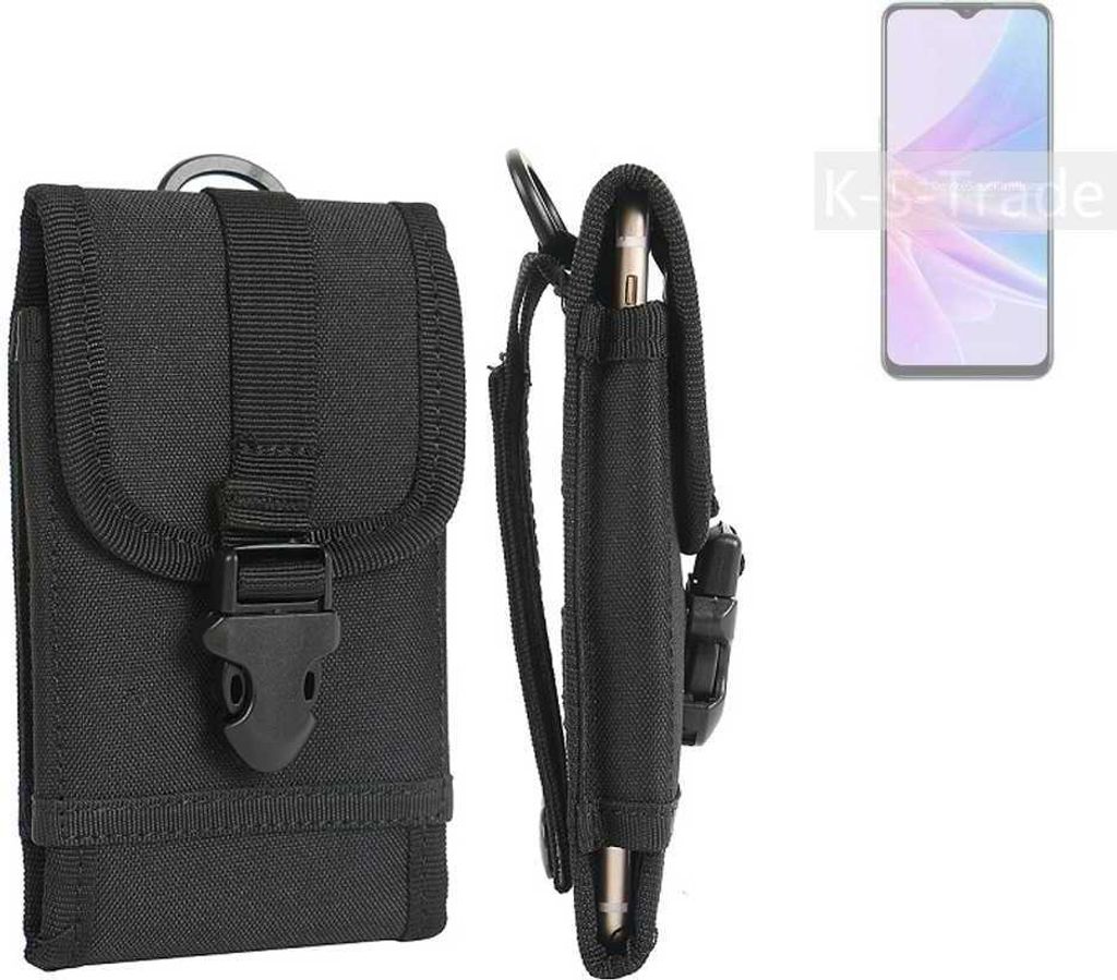 K-S-Trade Holster Handy Hülle kompatibel mit Oppo A58 5G Holster Handytasche Gürtel Tasche Schutz Hülle Robust Outdoor schwarz