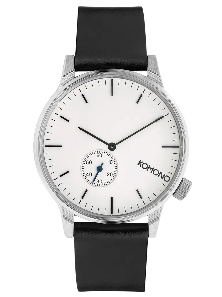 Montre Homme Komono Winston Subs Argent et Blanc Cuir KOM-TRW3002